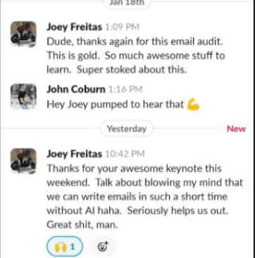 Email audit + keynote: “blowing my mind”